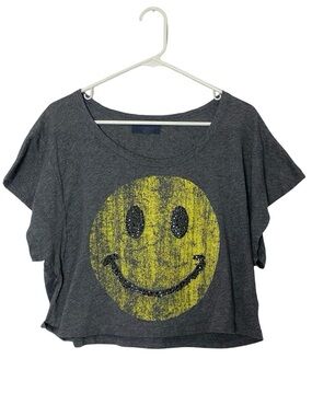 The Classic Cropped Top Tee Womens Size Medium Oversized Crop Glitter Rhinestone